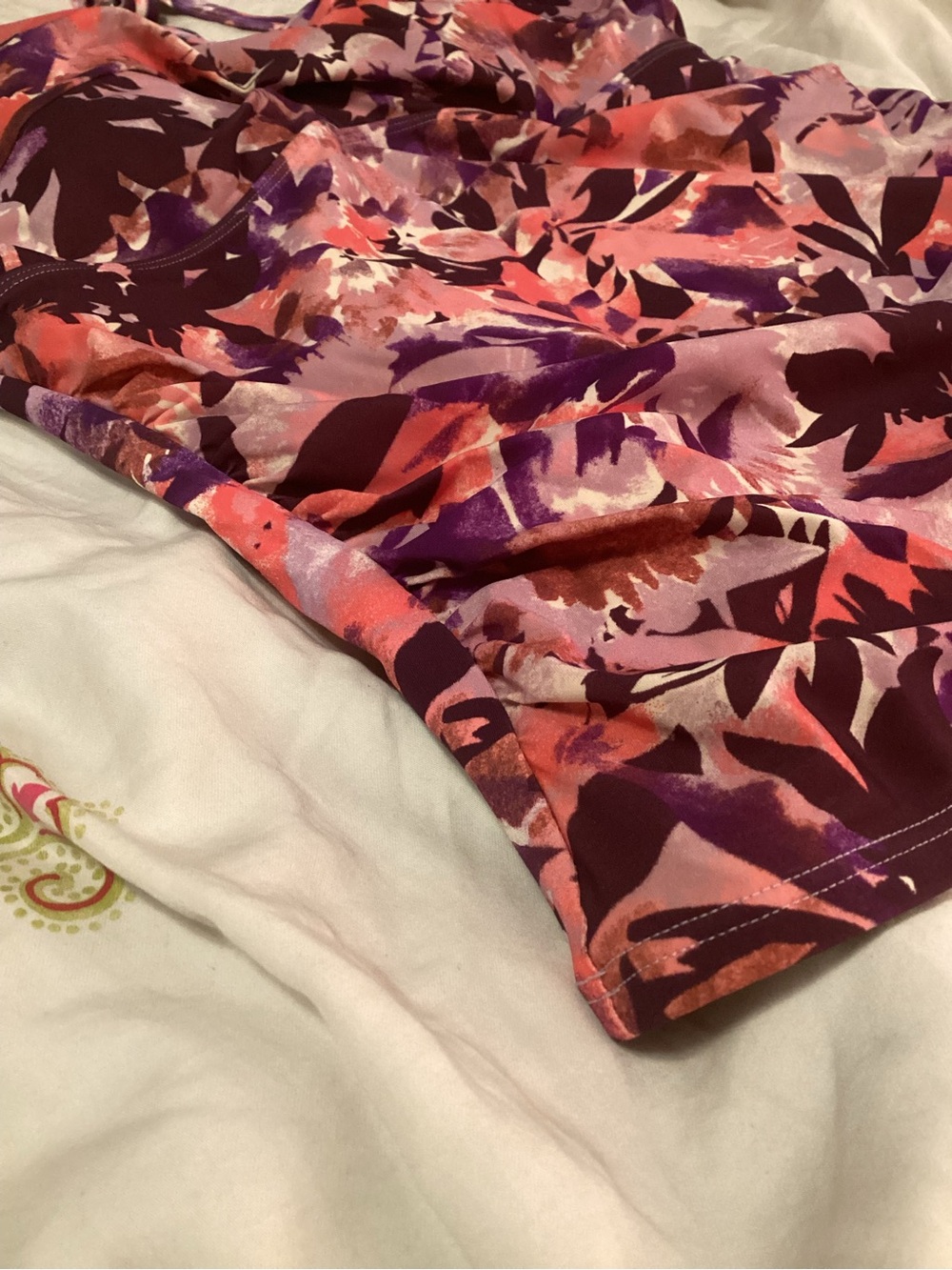 L.L. Bean Floral Twist-Front Tankini Swim Top in Purple and Pink - Picture 3 of 13